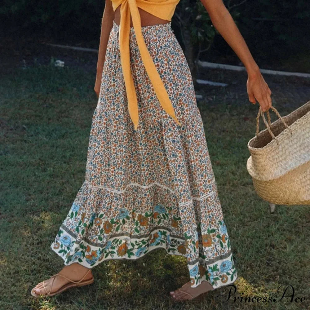 Lacy Bohemian Tall Waist Slender Floral Skirt