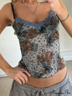 Lacy Floral Open-Back Crop Top