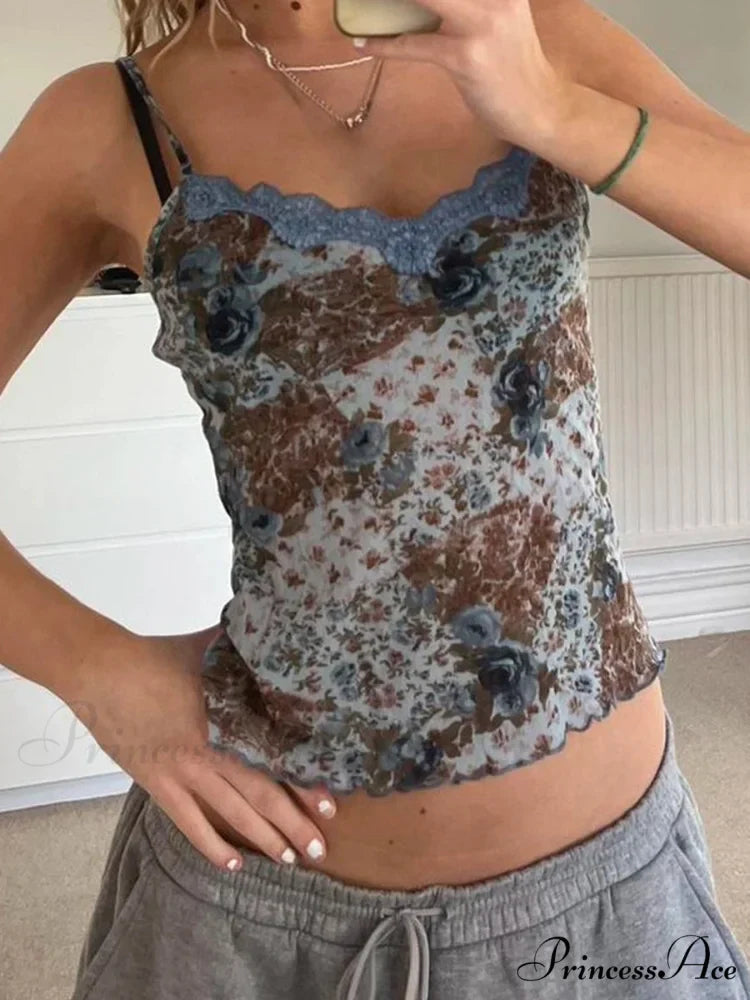 Lacy Floral Open-Back Crop Top