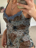 Lacy Floral Open-Back Crop Top