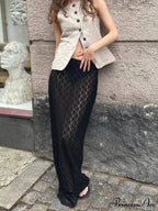 Lacy Flower Low Cut Maxi Skirt