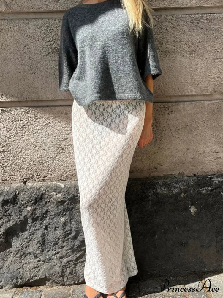Lacy Flower Low Cut Maxi Skirt