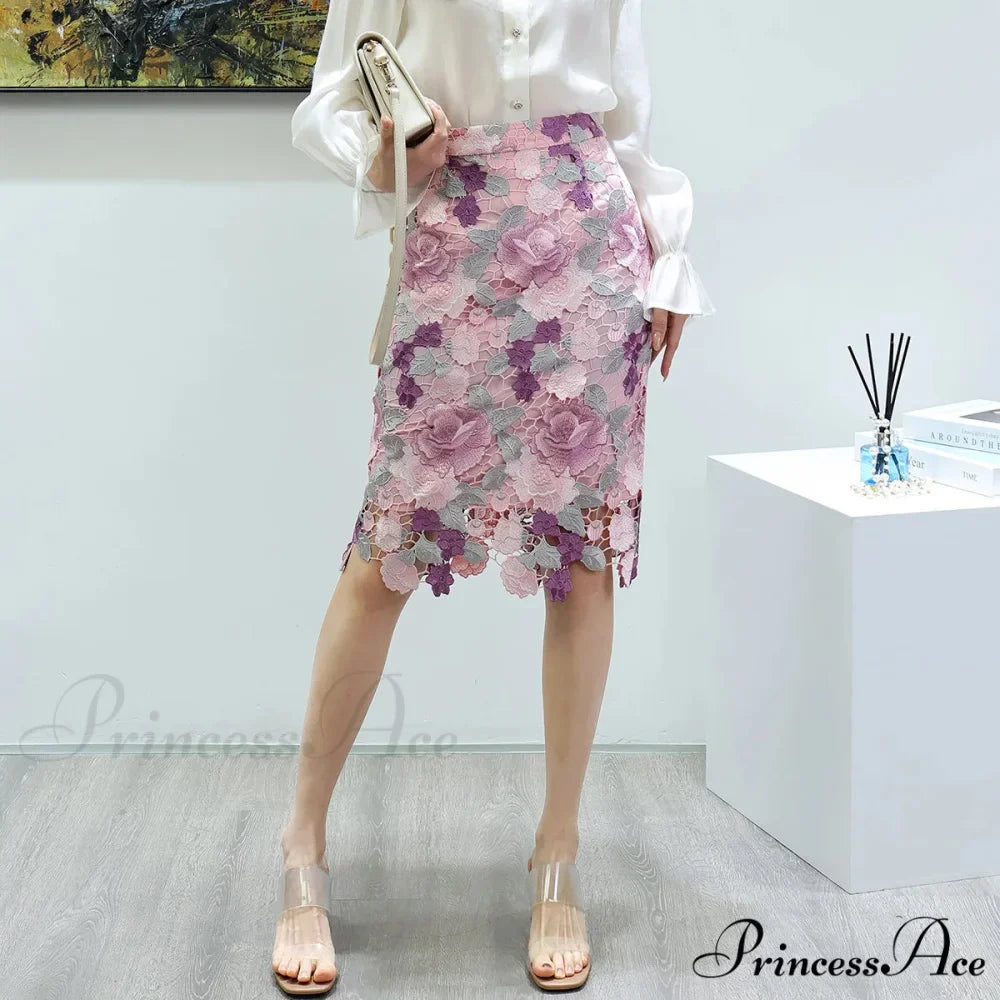 Lacy Flower Slim Skirt for Women