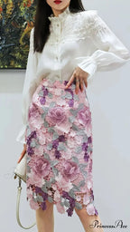 Lacy Flower Slim Skirt for Women
