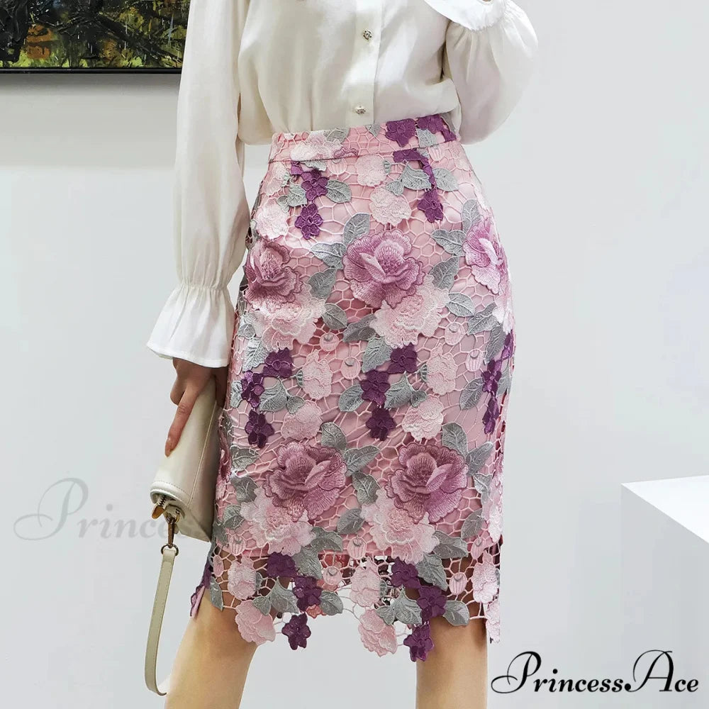 Lacy Flower Slim Skirt for Women