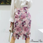 Lacy Flower Slim Skirt for Women