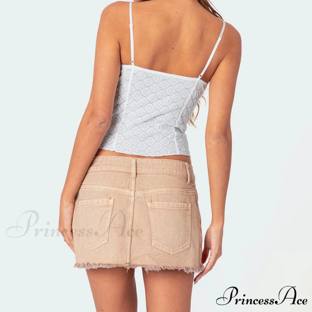 Lacy Flower Spaghetti Crop Top