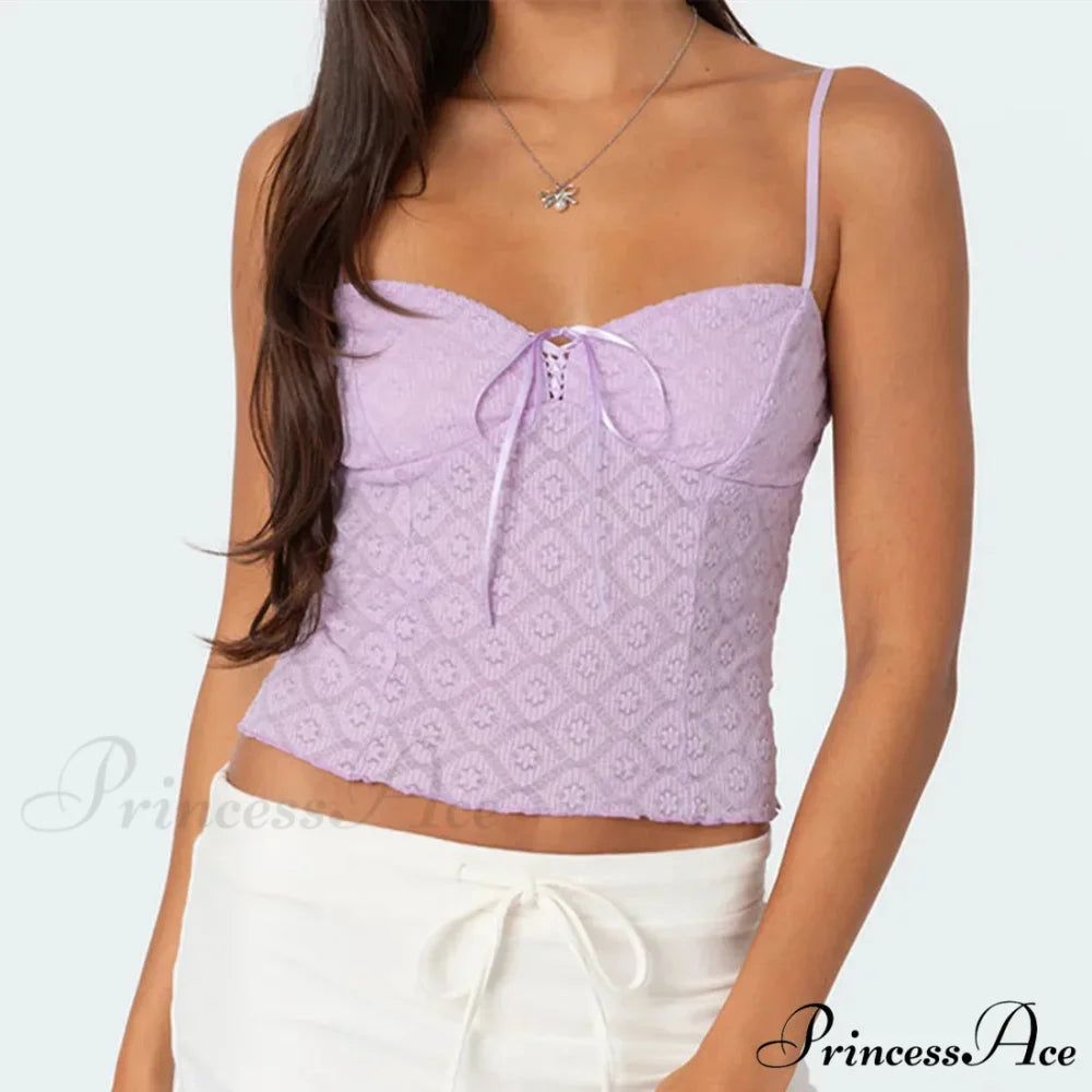 Lacy Flower Spaghetti Crop Top