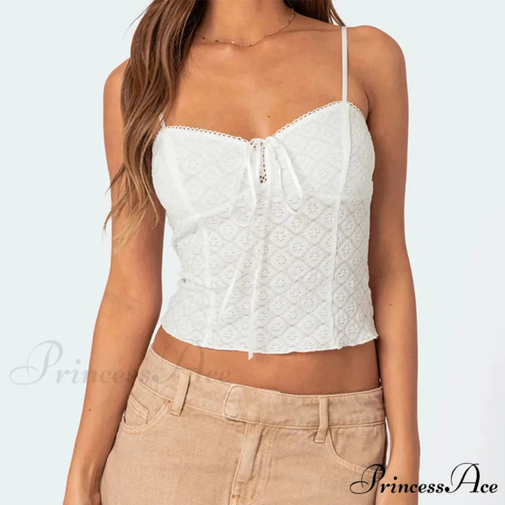 Lacy Flower Spaghetti Crop Top