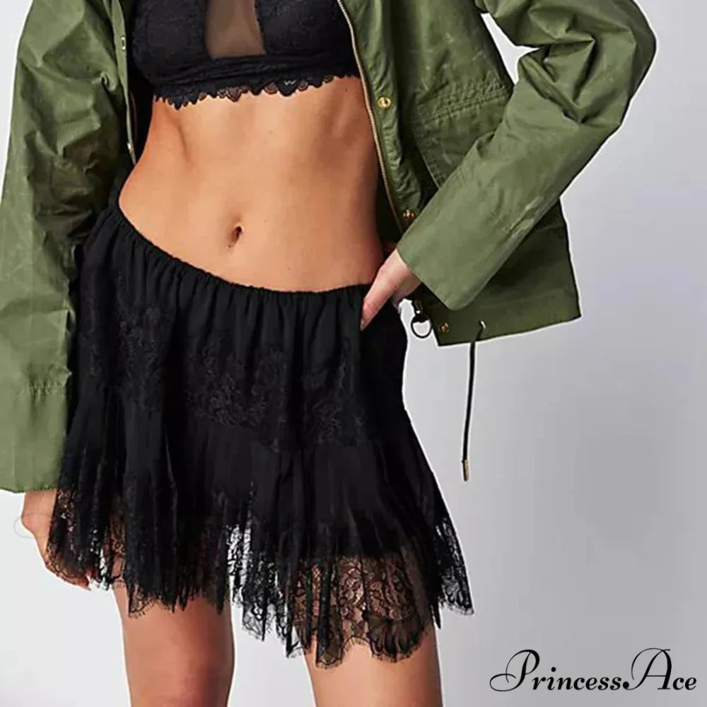 Lacy Flower Tiered Slip Skirt