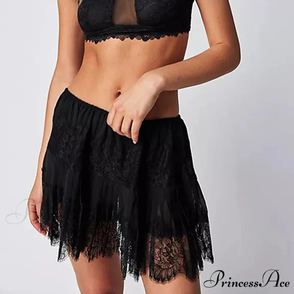 Lacy Flower Tiered Slip Skirt