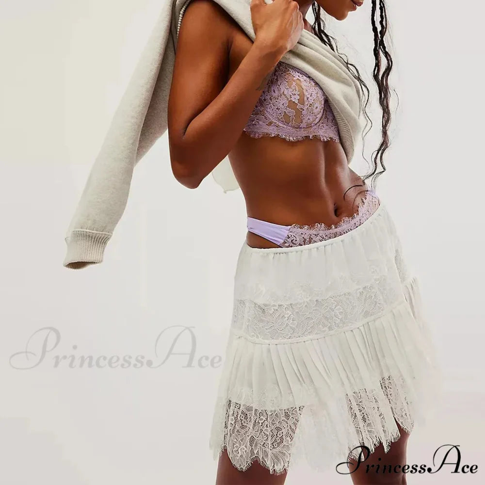 Lacy Flower Tiered Slip Skirt