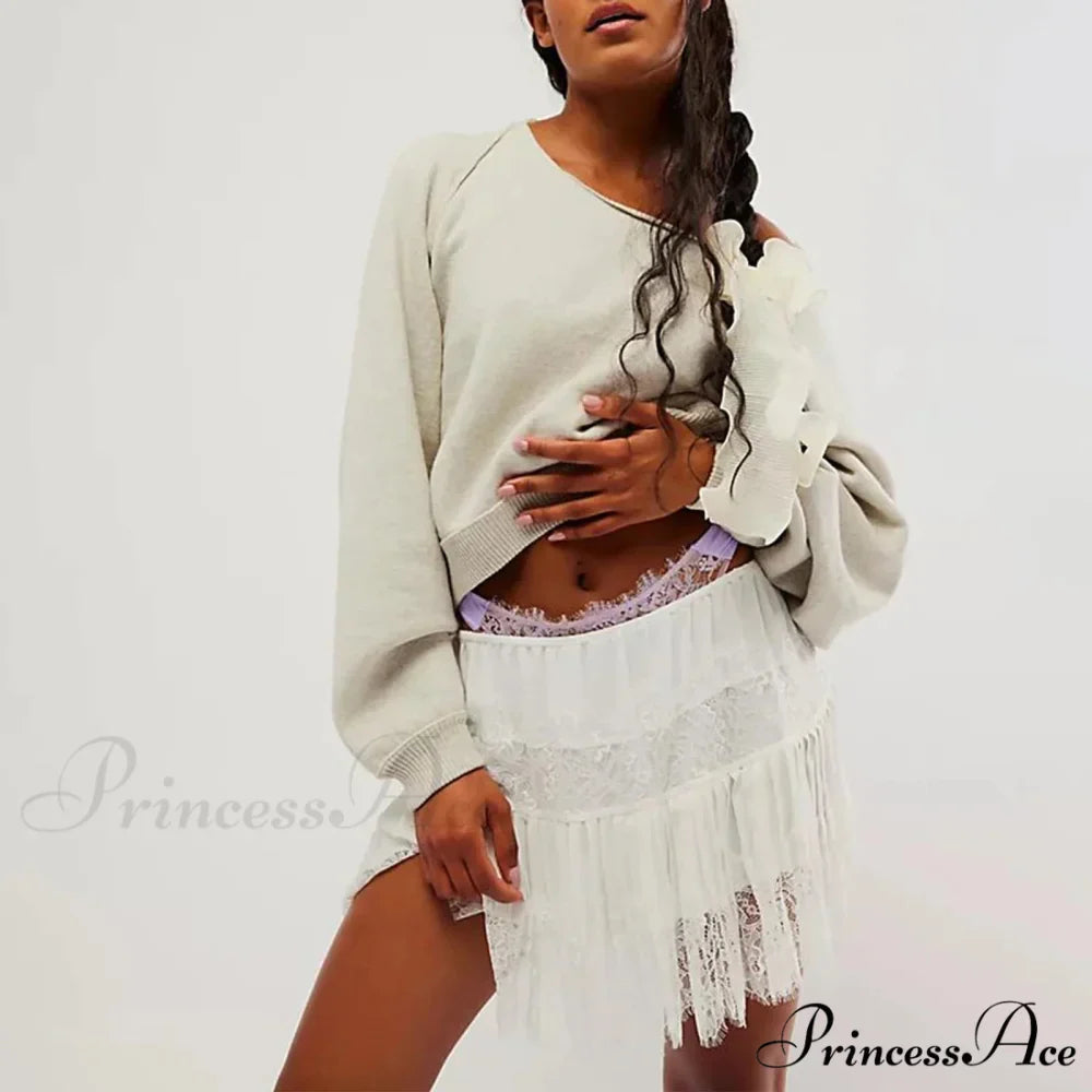 Lacy Flower Tiered Slip Skirt