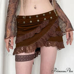Lacy Frilled Tan Skirt