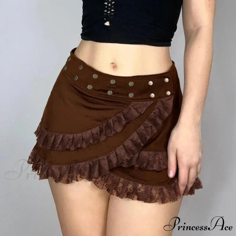 Lacy Frilled Tan Skirt