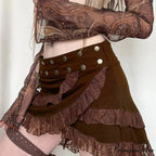 Lacy Frilled Tan Skirt