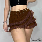 Lacy Frilled Tan Skirt
