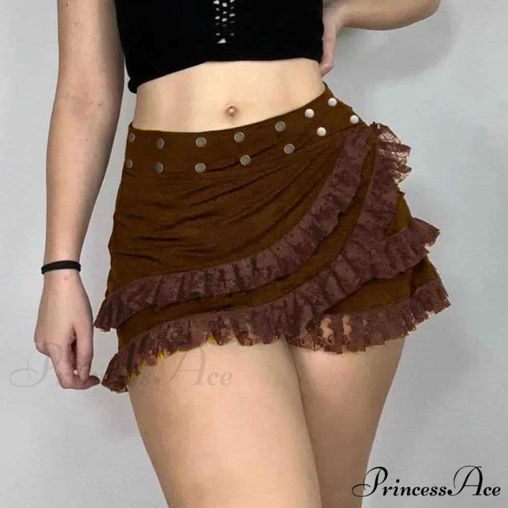Lacy Frilled Tan Skirt