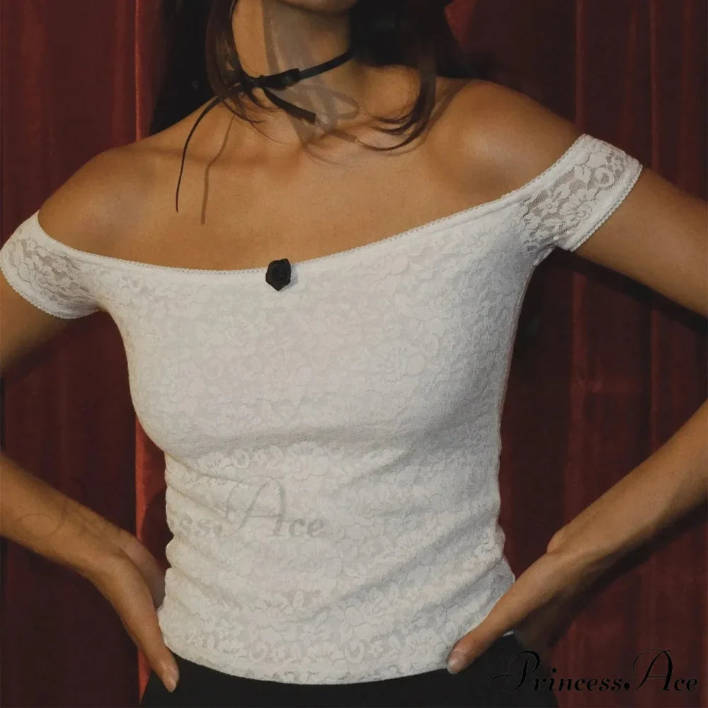 Lacy Lace Envelop Milkmaid Crop Top