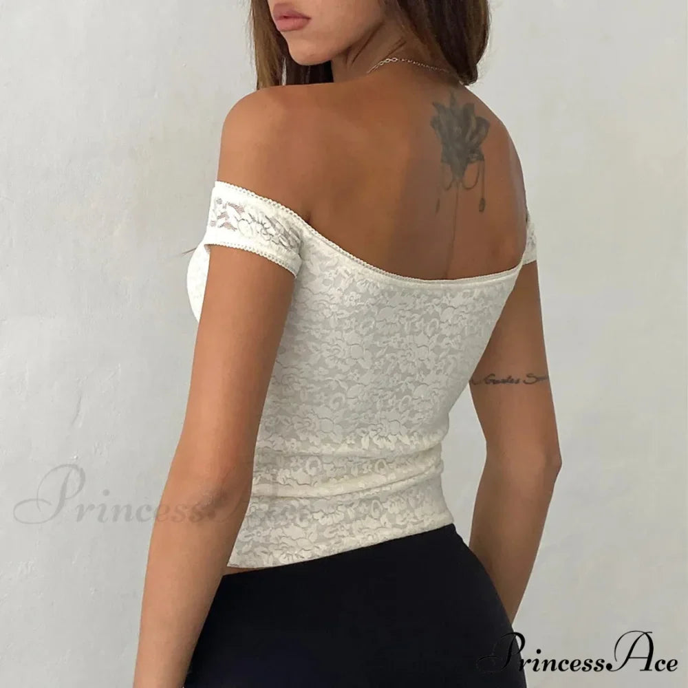 Lacy Lace Envelop Milkmaid Crop Top