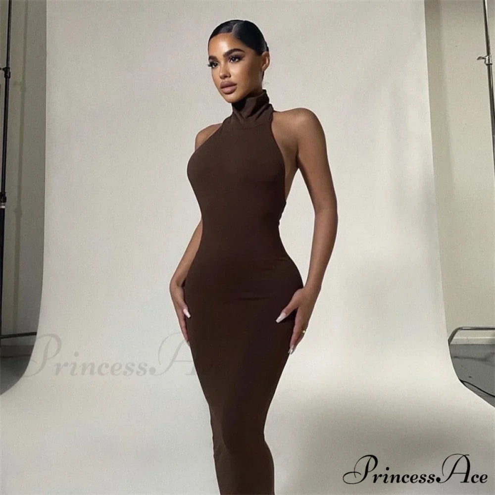 Ladies Club Brown Long Dress