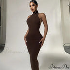 Ladies Club Brown Long Dress