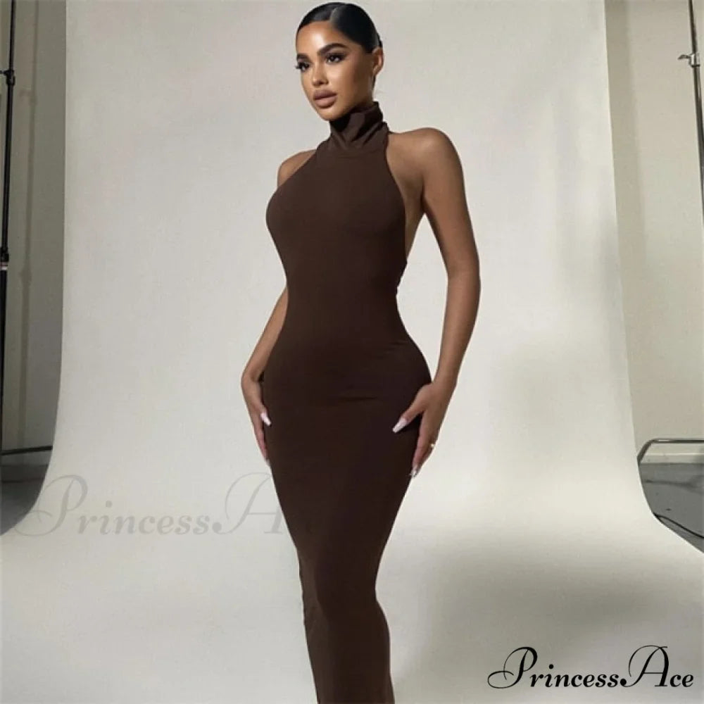 Ladies Club Brown Long Dress