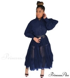 Ladies Long Solid Color Casual Dress