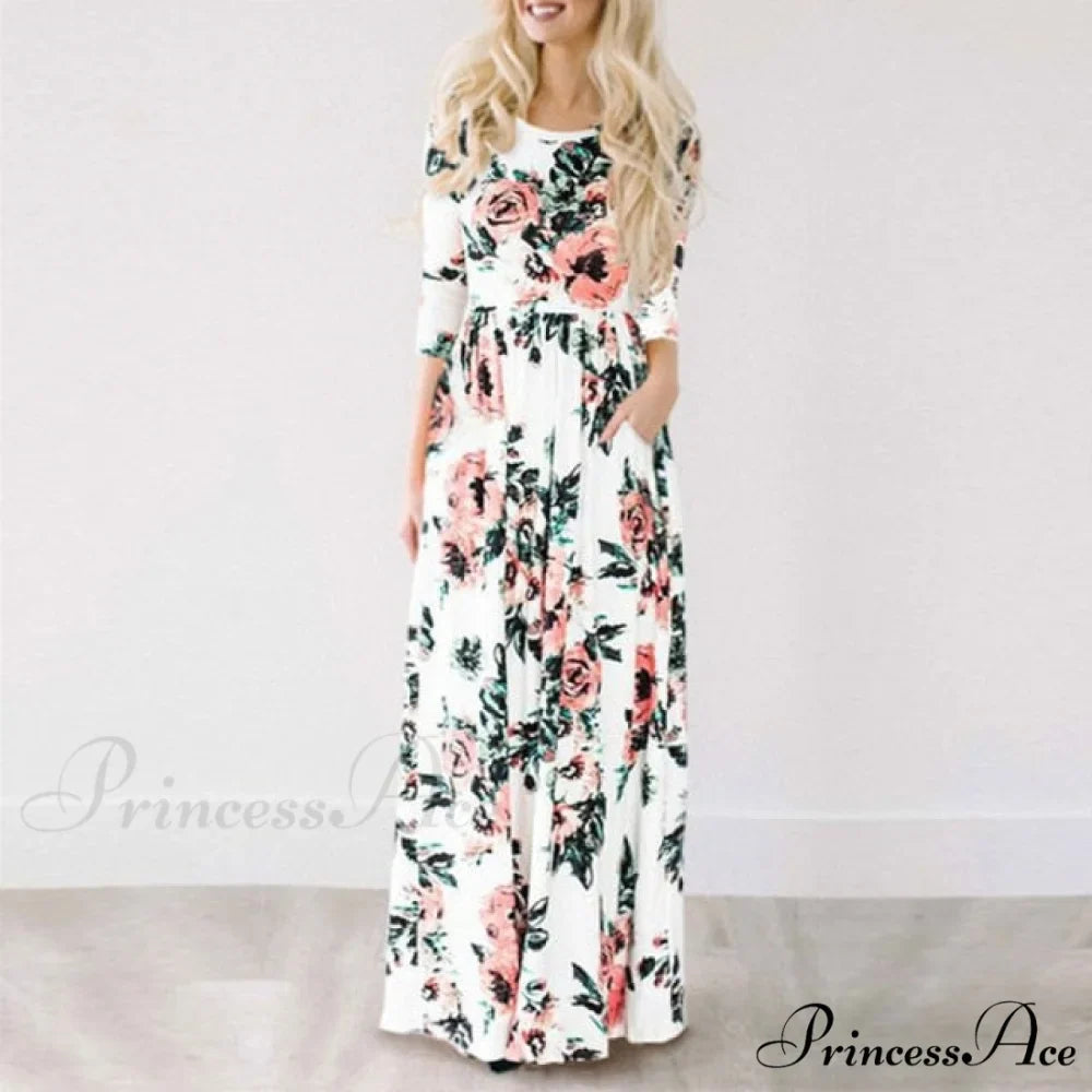 Ladies White Maxi Evening Party Dress