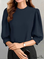 Lamp Sleeve Round-neck Informal Celebration Tunic Blouse