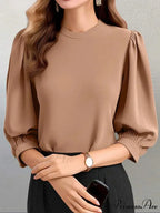 Lamp Sleeve Round-neck Informal Celebration Tunic Blouse