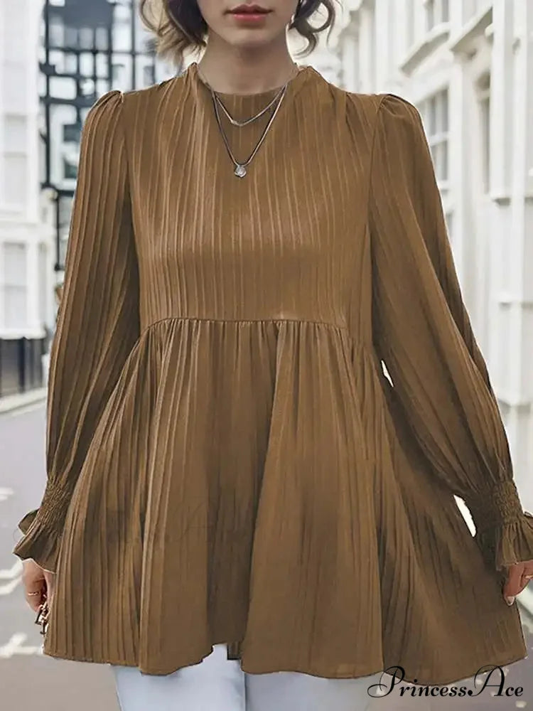 Lantern Extended Sleeve Pleated Top Informal Top