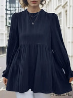 Lantern Extended Sleeve Pleated Top Informal Top