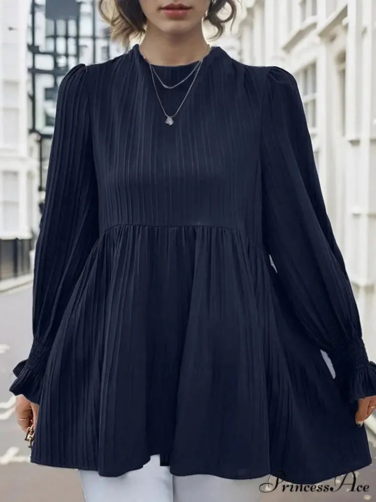 Lantern Extended Sleeve Pleated Top Informal Top