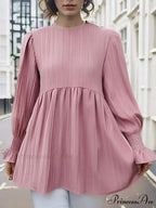 Lantern Extended Sleeve Pleated Top Informal Top