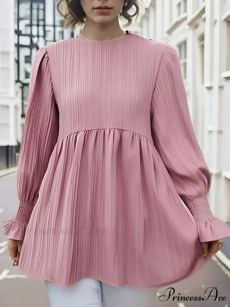 Lantern Extended Sleeve Pleated Top Informal Top