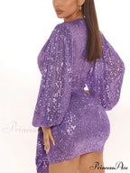 Lantern Sleeve Graceful Turndown Patchwork Tops