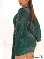 Lantern Sleeve Graceful Turndown Patchwork Tops