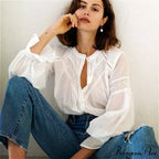 Lantern Sleeve Ivory Lace Celebration Cotton Bohemian Top