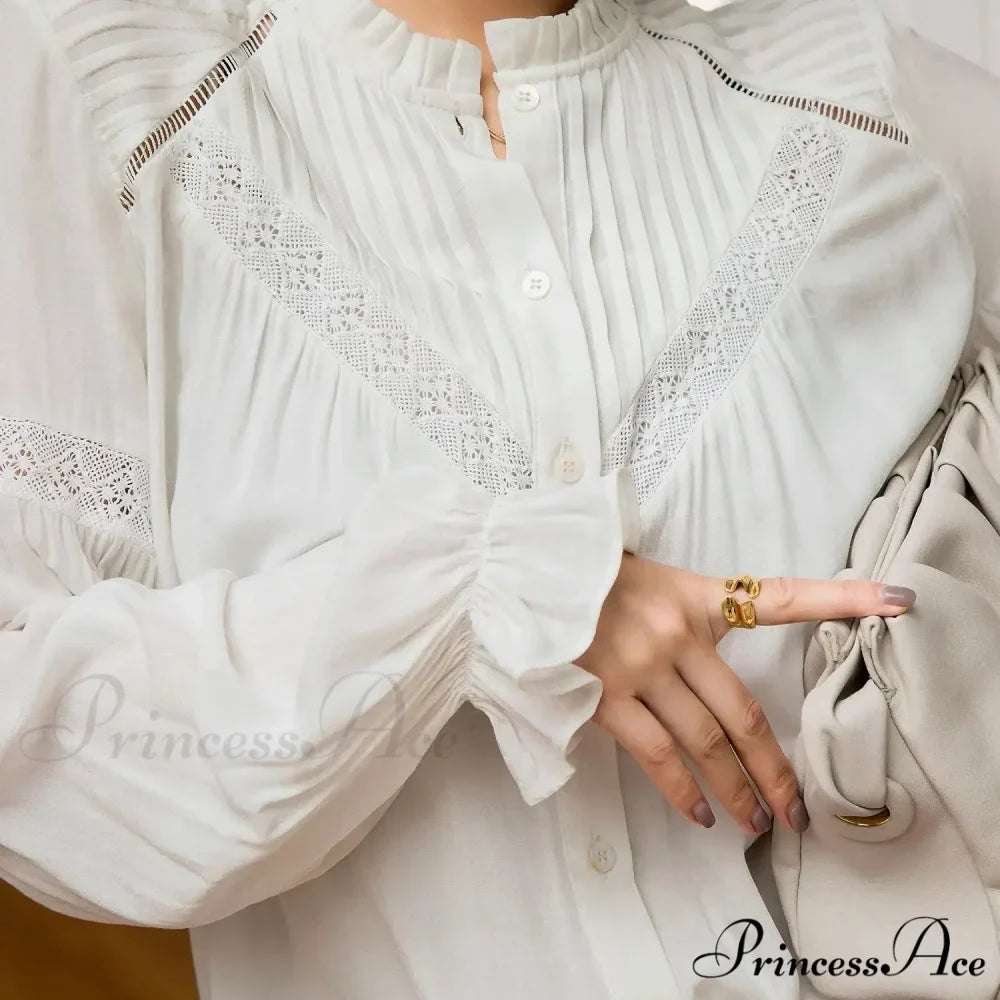 Lantern Sleeve Ivory Lace Celebration Cotton Bohemian Top