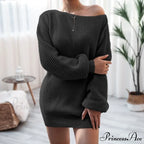 Lantern Sleeve Oversized Fashion Knitted Dress