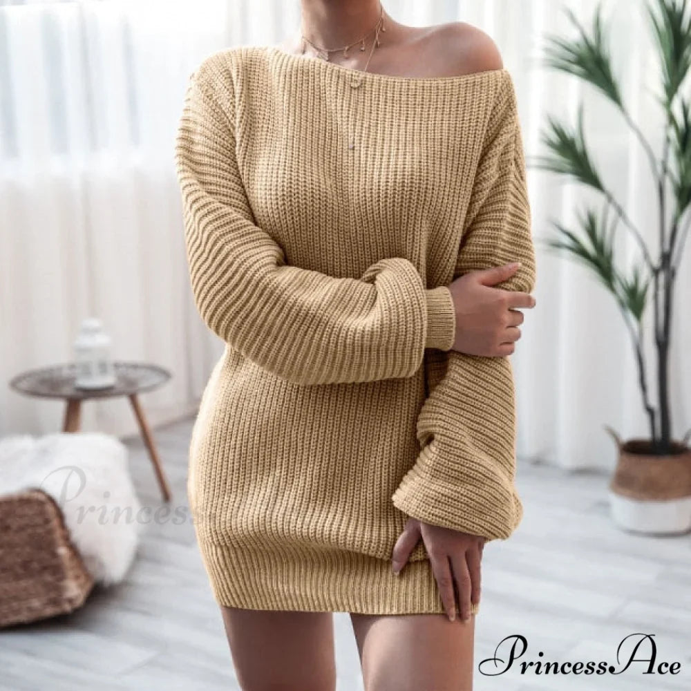 Lantern Sleeve Oversized Fashion Knitted Dress