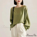 Lantern Sleeve Silk Informal Top Trendy Top