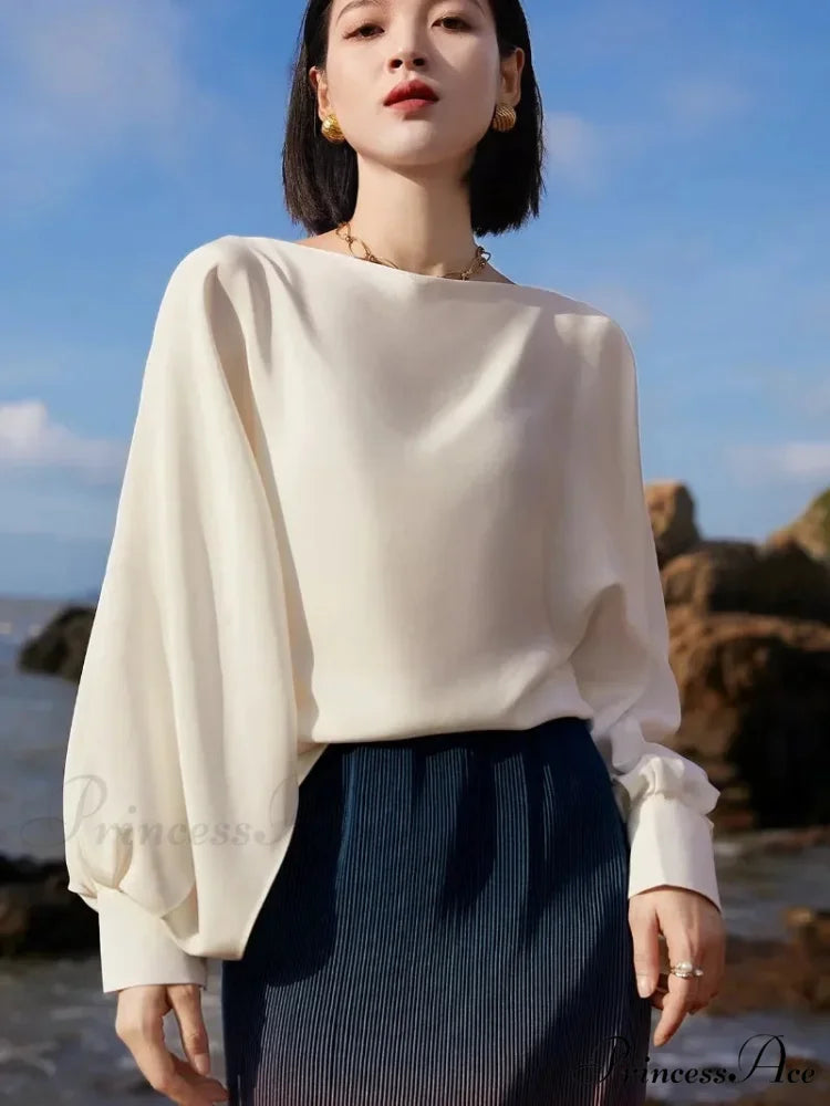 Lantern Sleeve Silk Informal Top Trendy Top