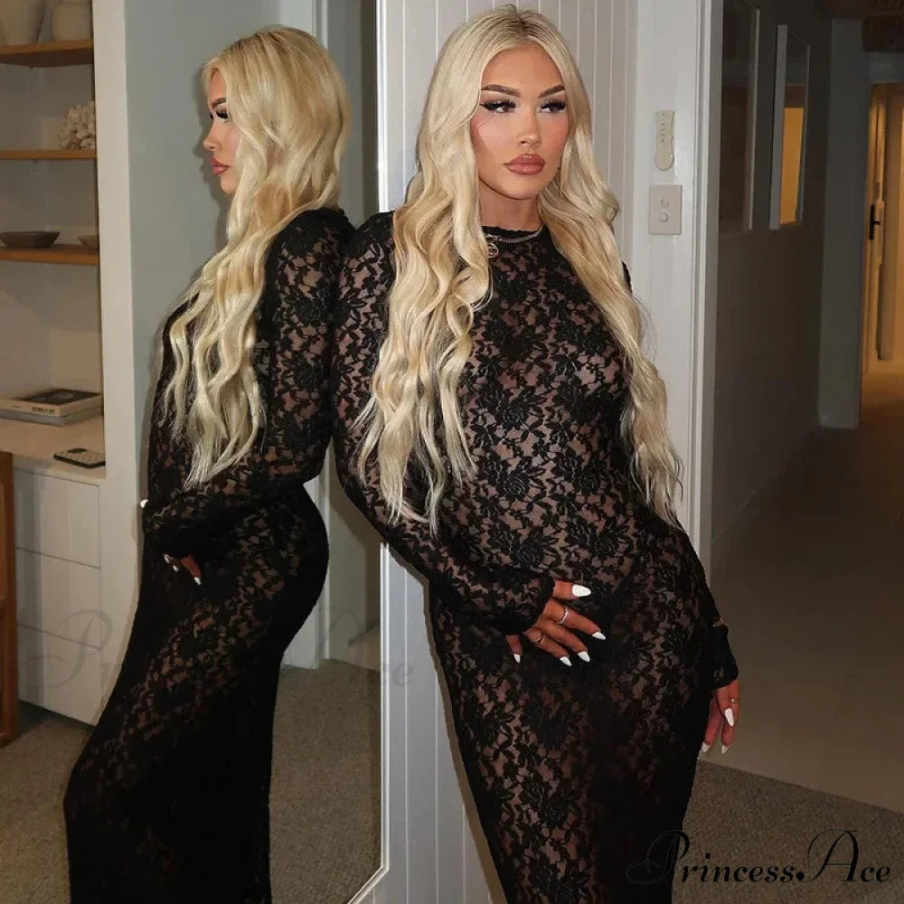 Lantern Sleeve V-neck Maxi Dress