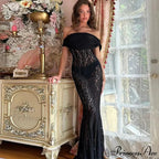 Lantern Sleeve V-neck Trumpet Maxi Dress