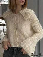 Lapel Pearl Single-breasted Cardigan