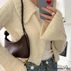 Lapel Pearl Single-breasted Cardigan