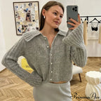 Lapel Pearl Single-breasted Cardigan