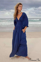 Large Backless Profound V Cotton Boho Dress